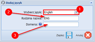 Menu for selecting a new language